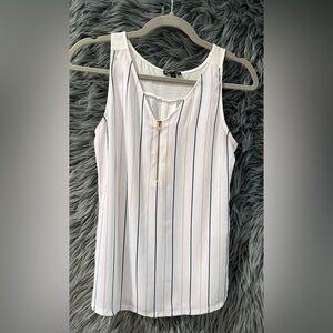 Express Zipper Striped Blouse - Size XS | Color: White